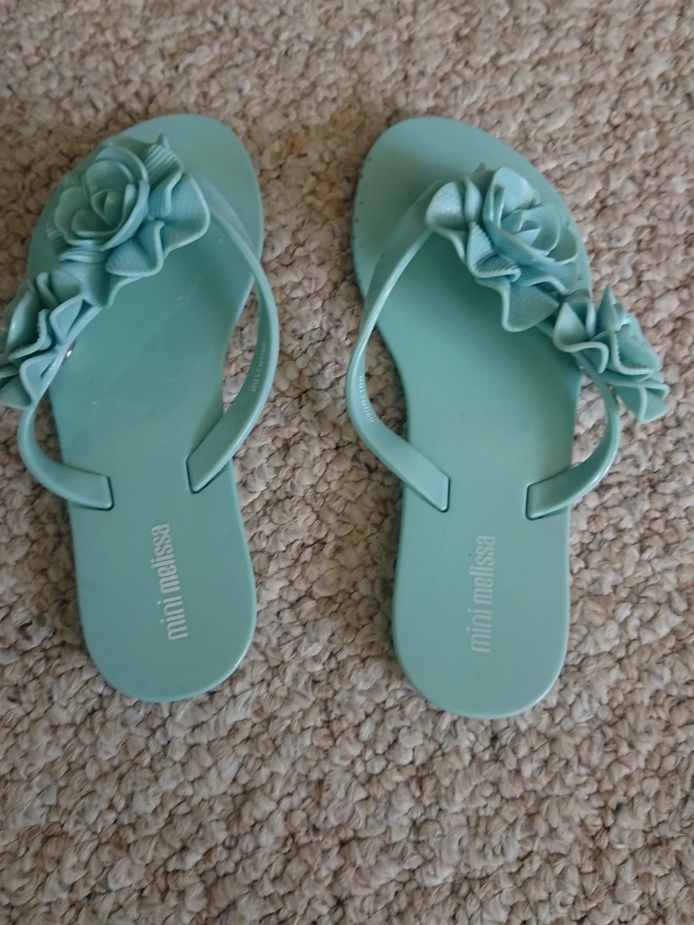 Mini Melissa Harmonic Floral Jelly Flip Flops in Mint size 8-9